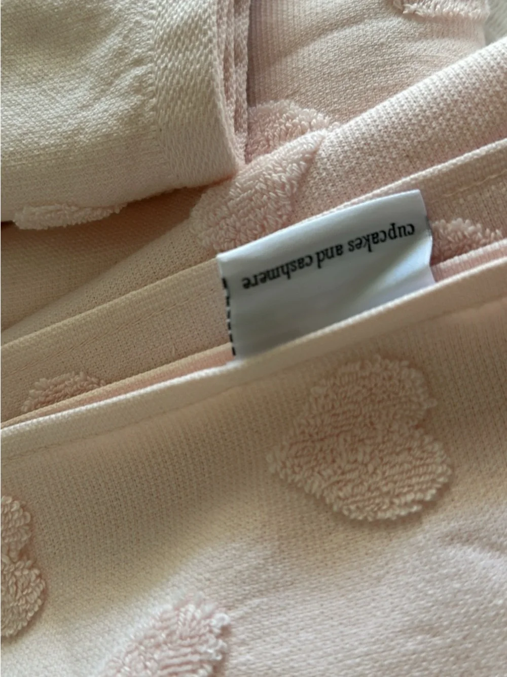 cupcakes & cashmere Blush Pink Heart Jacquard Bath Towels